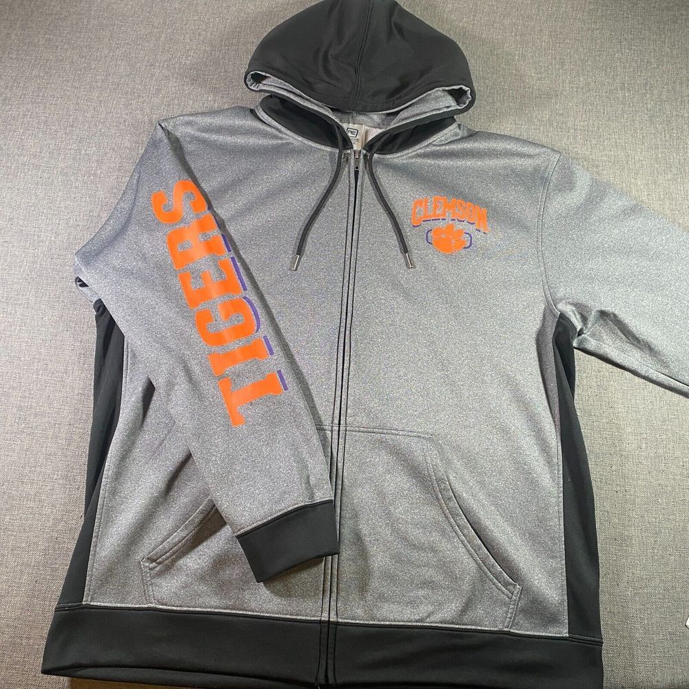 Clemson Tigers Full Zip Fleece‎ Jacket Mens XL Grey Pro Edge Knights Apparel